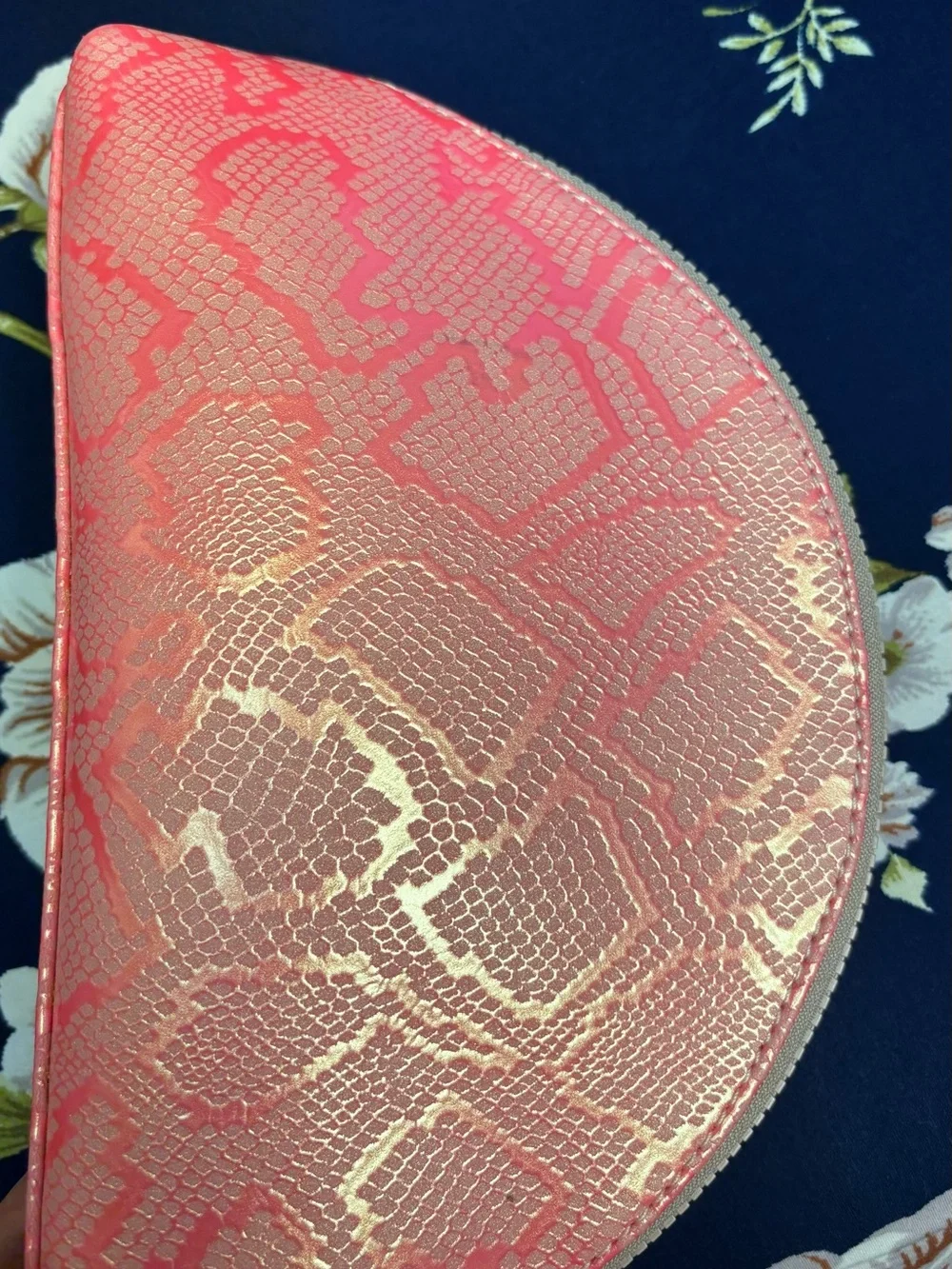 Consuela Cora Large Cosmetic Bag & Sunglasses Case Set Pink Snake